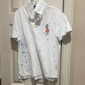 White Polo Men’s Shirt with Colorful Logo